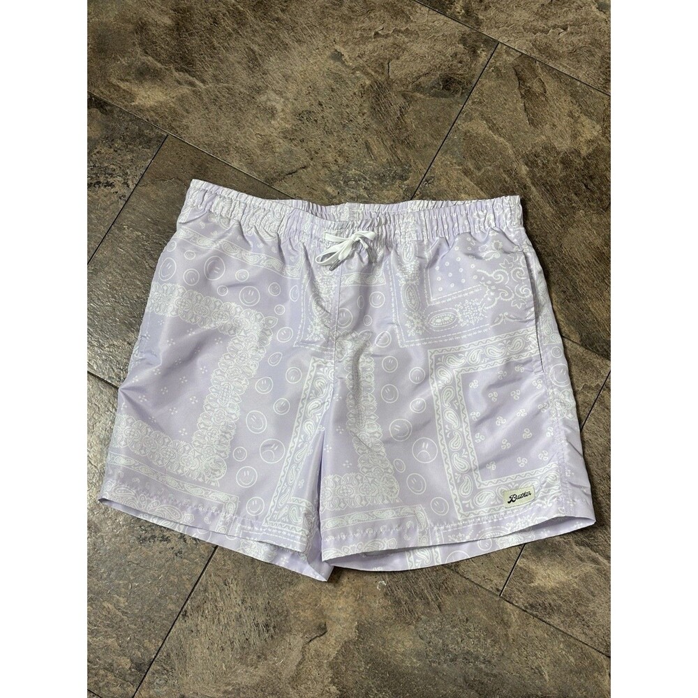 Bather Swim Trunks Mens Large Purple Paisley Lined Beach Summer Preppy